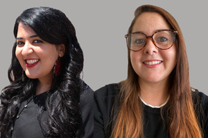 Collaged photos of Global Intersections scholars Atyeh Ashtari and Cíntia Martins Freitas.